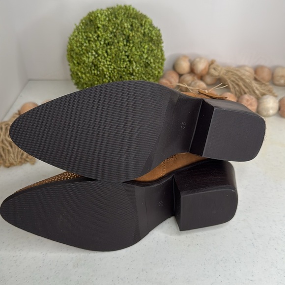 POELMAN Camel Suede Embellished Western Booties Sz Euro/38-7.5 - Picture 6 of 14